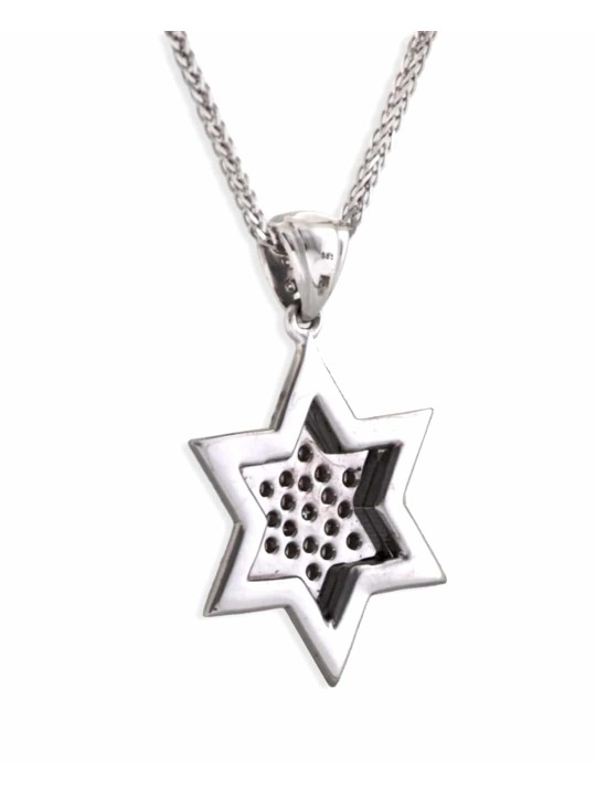 תליון יהלום זהב לבן מגן דוד בגודל בינוני, מתנות ט"ו באב, א